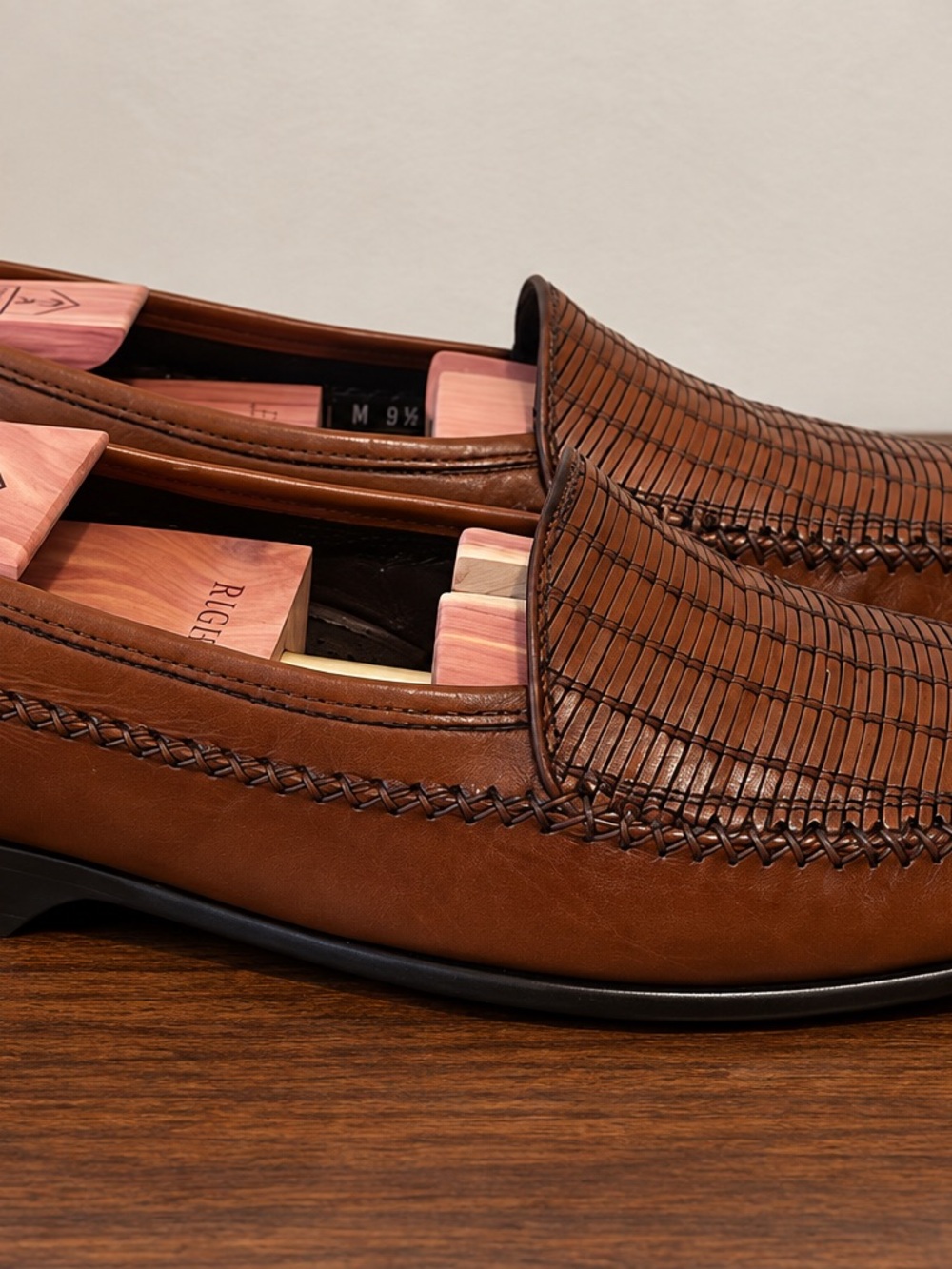 Cole Haan Bragano 938 Loafers Mens 11.5 M Brown Woven Leather Made in Italy